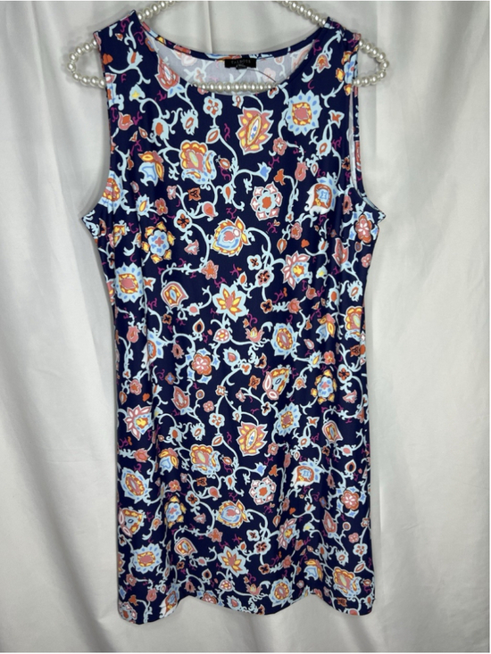 Talbots Dresses & Skirts - Talbots Navy Multicolor Boho Floral Knit Dress Sleeveless Scoop Neck PM Office